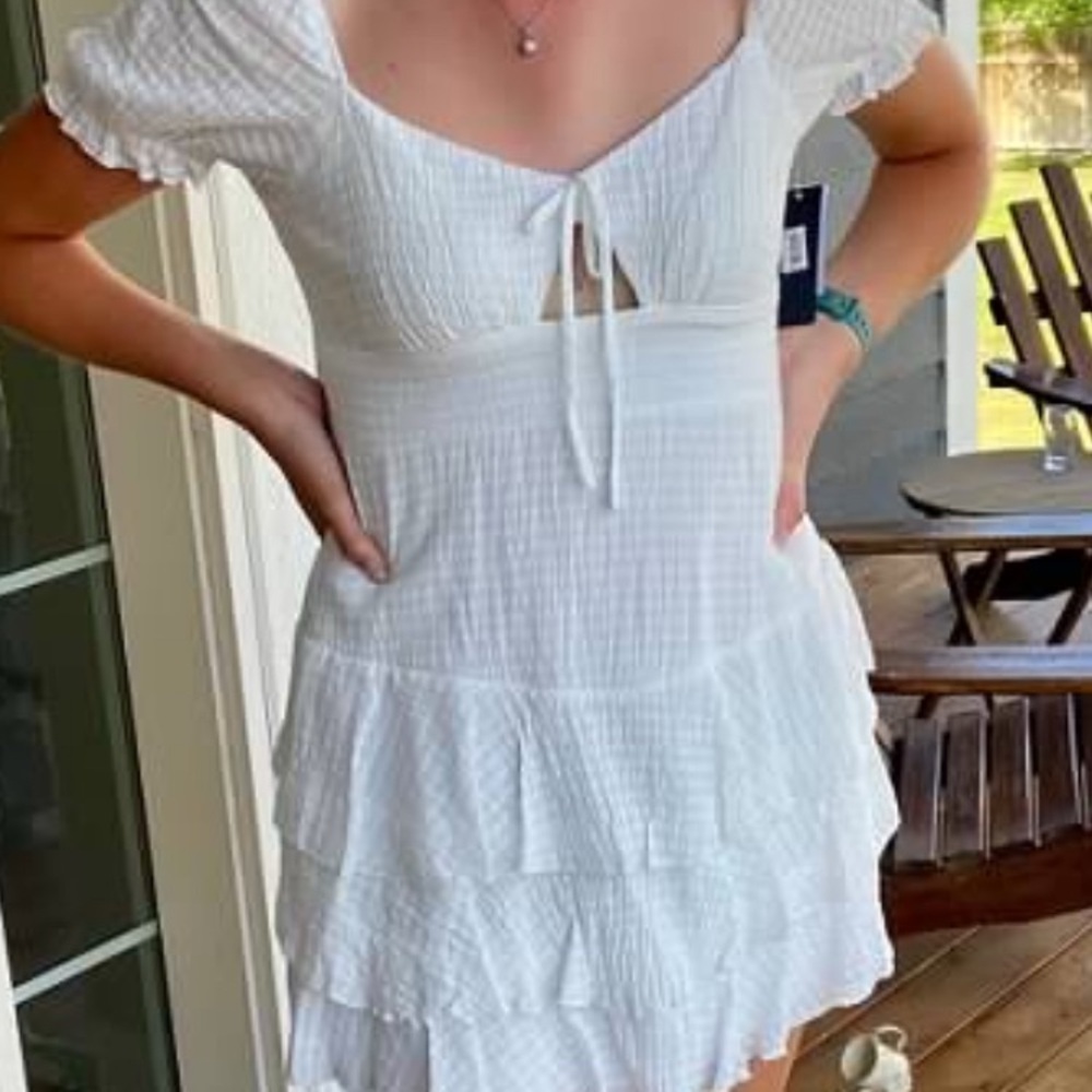 White Ruffled Women's Dress
